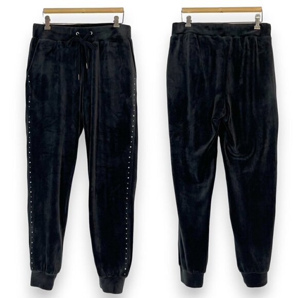 Juicy Couture Joggers Gray Velour Velvet Rhinestone Trim Y2K Size Medium - Picture 11 of 11